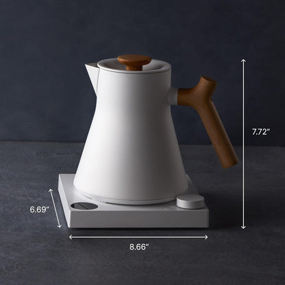 Fellow Corvo EKG Pro Electric Kettle for Tea & Coffee, 0.9 Liter | Precision Temp Control, Stainless Steel, Brew Timer, Smart Scheduling, Wide Spout, Quick Heating, Matte White, Maple Handle