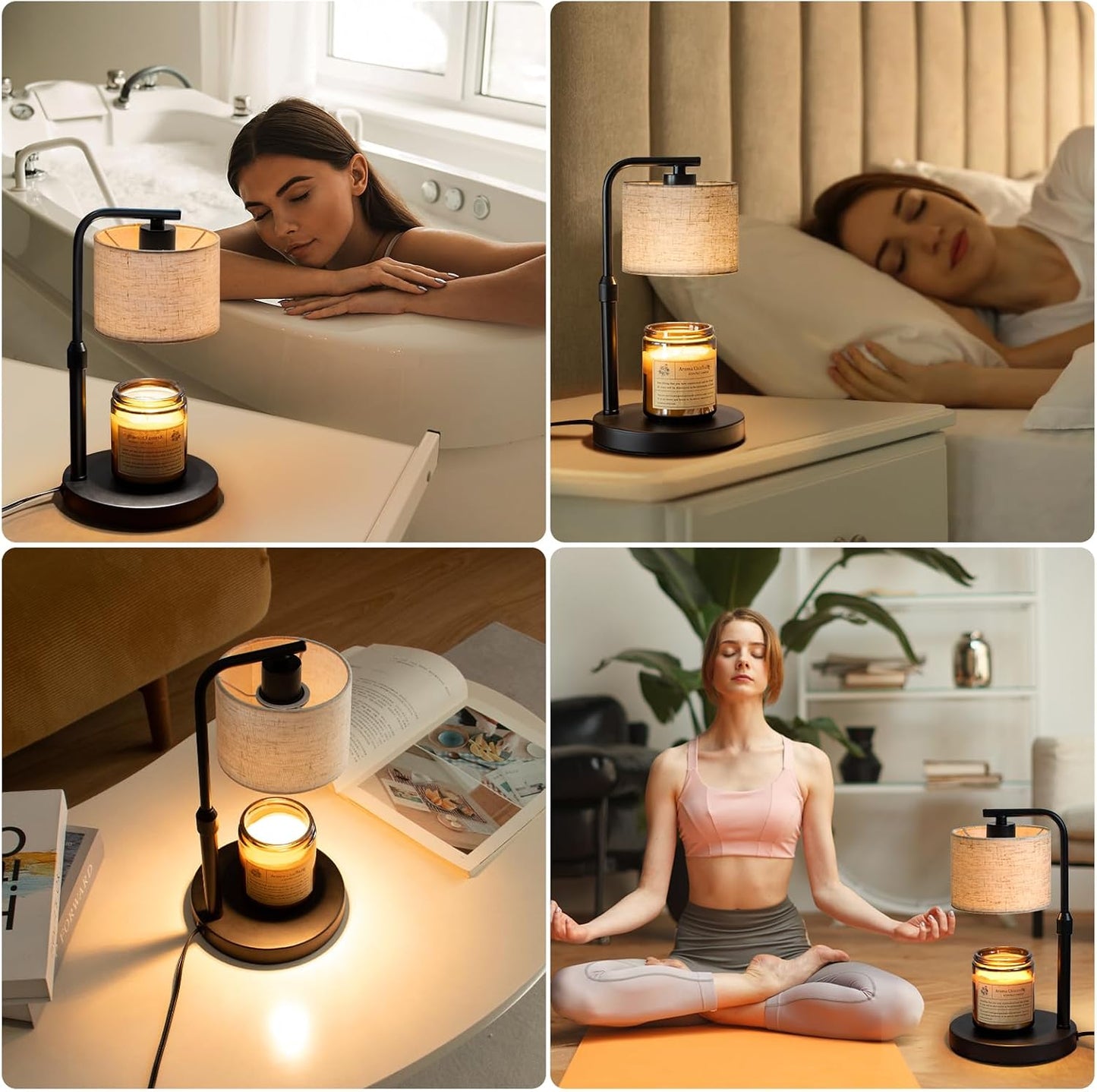 Candle Warmer Lamp with Timer, Dimmable Candle Wax Warmer with 2 Light Bulbs, Height Adjustable Electric Candle Light Scented Candles, Home Room Decor, Gifts for Women Mom