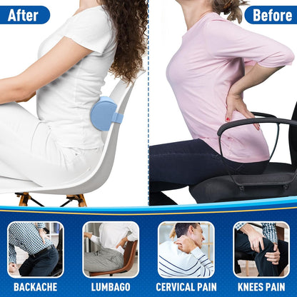 CushZone Lumbar Roll Support Pillow, Memory Foam Back Cushion, Black | Helps Relieve Back Pain & Supports Posture,Adjustable Strap Fits Office,Car & Gaming Chairs,Washable Cover