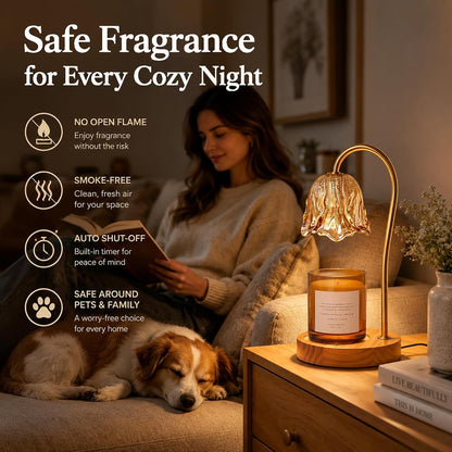 COCOBELA Candle Warmer Lamp with Timer with 2 Bulbs Floral Light Dimmable