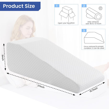 HOMBYS Leg Elevation Pillow for After Surgery, Knee Replacement & Recover, Wedge Pillow for Knee, Hip, Ankle Support, Home Recovery Equipment (Grey, 27in×11.6in×9in)