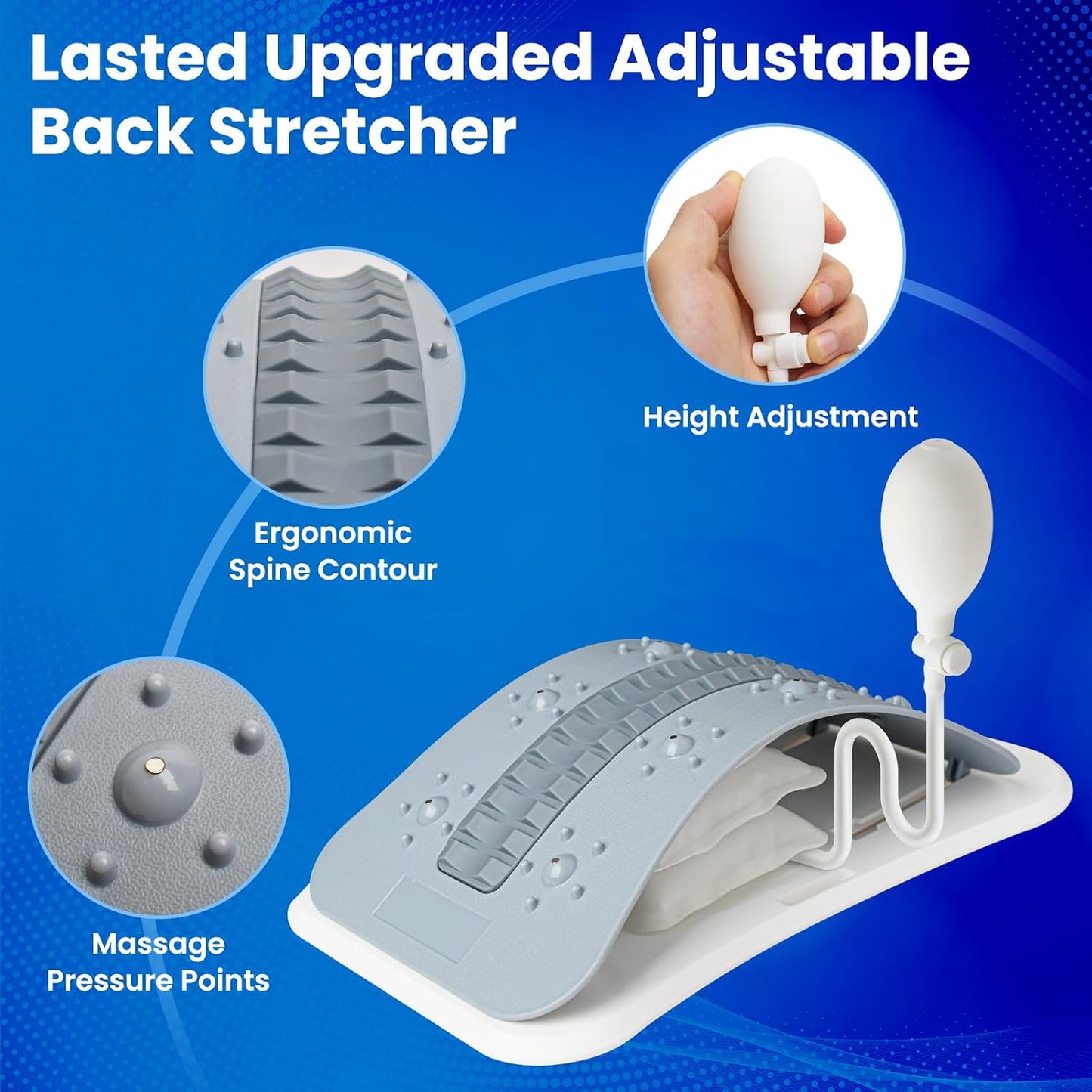 Adjustable Back Stretcher for Lower Back Pain Relief | Lumbar Back Board, Back Cracking Device for Scoliosis, Spinal Decompression, Multi Level Back Massager for Posture Improve