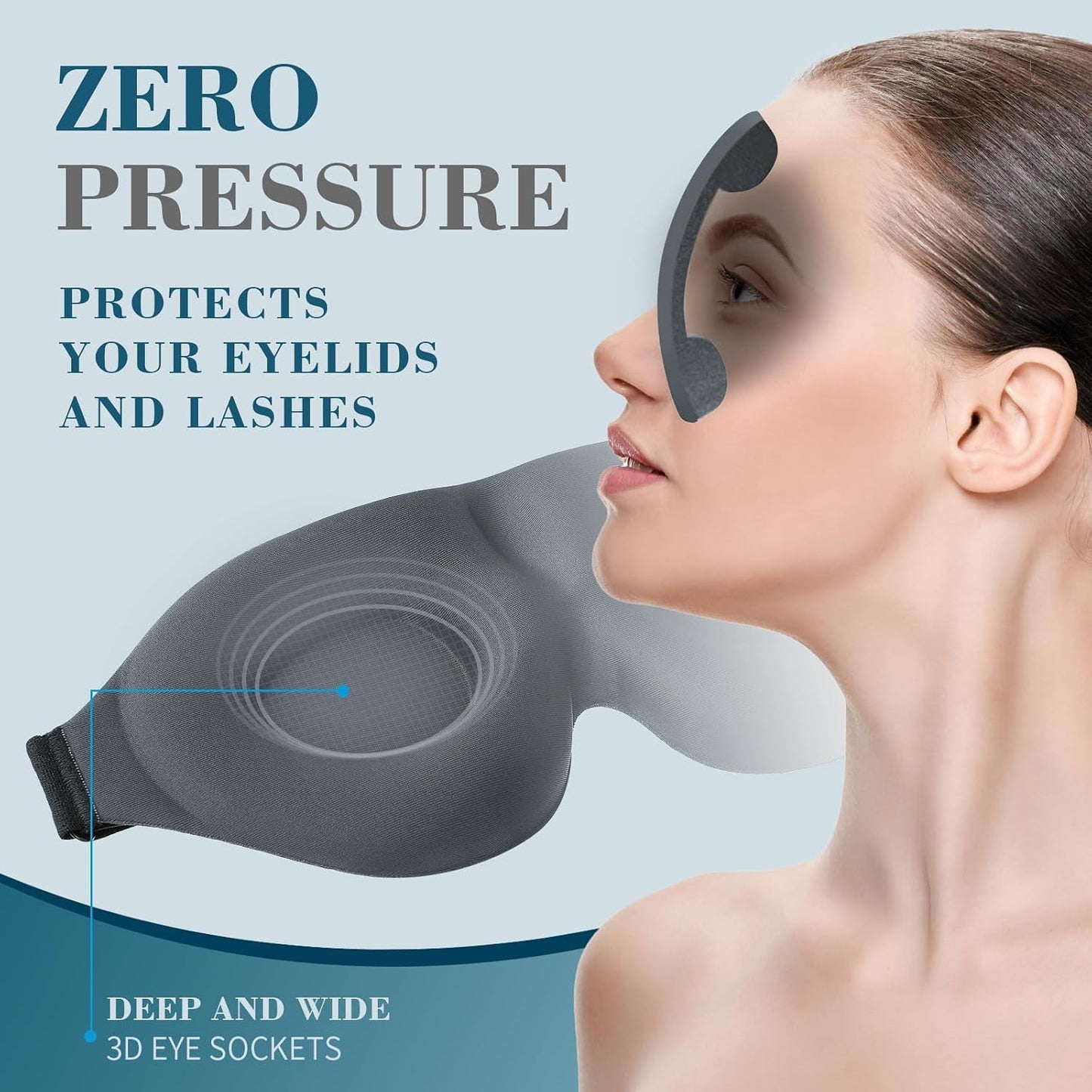 ZGGCD Sleep Mask for Side Sleeper, Light Blocking Sleeping Eye Mask for Women Men, 3D Contoured Cup Night Blindfold, Luxury Eye Cover Eyeshade with Adjustable Strap for Travel, Nap, Black
