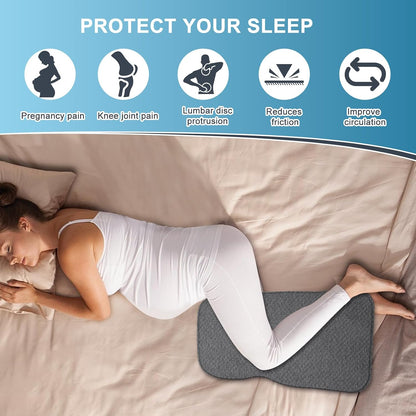 Knee Pillow for Side Sleepers, 100% Memory Foam Filling Leg Pillow for Side Sleeping, 4" Height Leg Pillow for Relieving Leg, Back, and Knee Pain Breathable & Pressure-Relieving Support - 18"x30"x4"