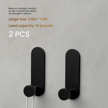 Adhesive Toilet Paper Holder and 2 Metal Hooks Combo - Rustproof Aluminum with Extra Adhesive Pads for Easy Replacement of Positions,Matte Black Toilet Paper Holder with Shelf(Wall Mount)