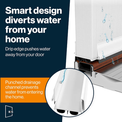 Adjustable Double Bubble Door Sweep & Draft Stopper | Under Door Seal for Exterior Doors 1 3/4" x 35.75" (White 36 inch nominally sized)