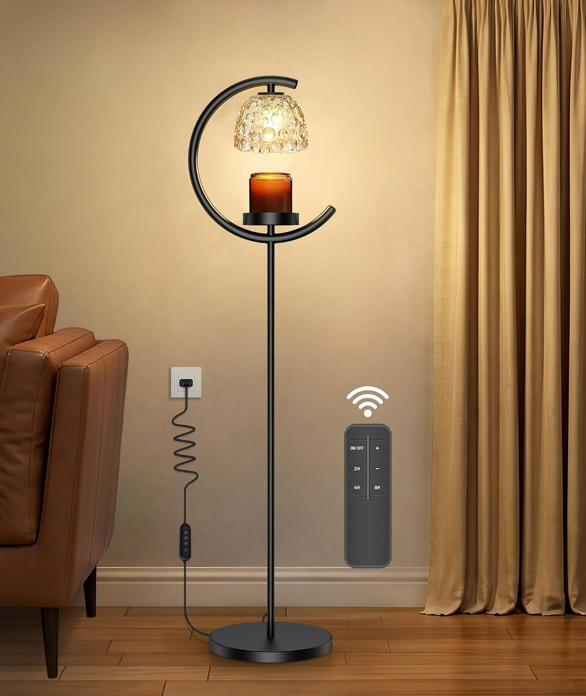 seenlast Candle Warmer Floor Lamp with Timer and Dimmer