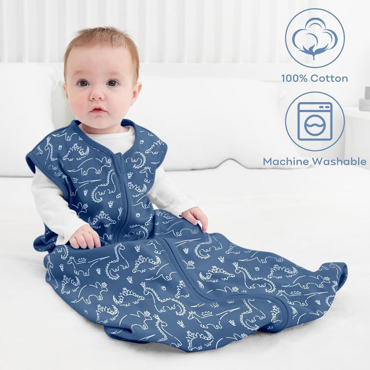 Yoofoss Baby Sleep Sack 0-6 Months Wearable Blanket for Babies 100% Organic Cotton 2-Way Zipper TOG 0.5 Toddler Sleeping Sack 3 Pack, Sleep Sacks