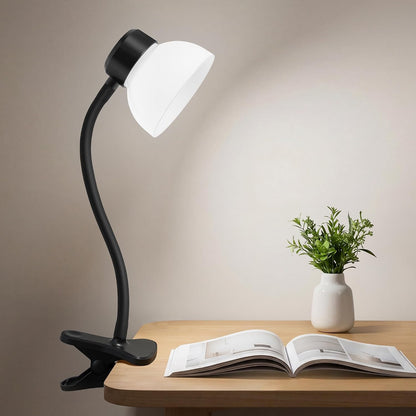 GyroVu Clip-On Desk Lamp, Eye-Care LED Reading Light, Adjustable Gooseneck, Anti-Tip Bedside Reading Light—Small Desk Lamps for Home Offices, College Dorm Rooms, and Bed Headboards (Black)