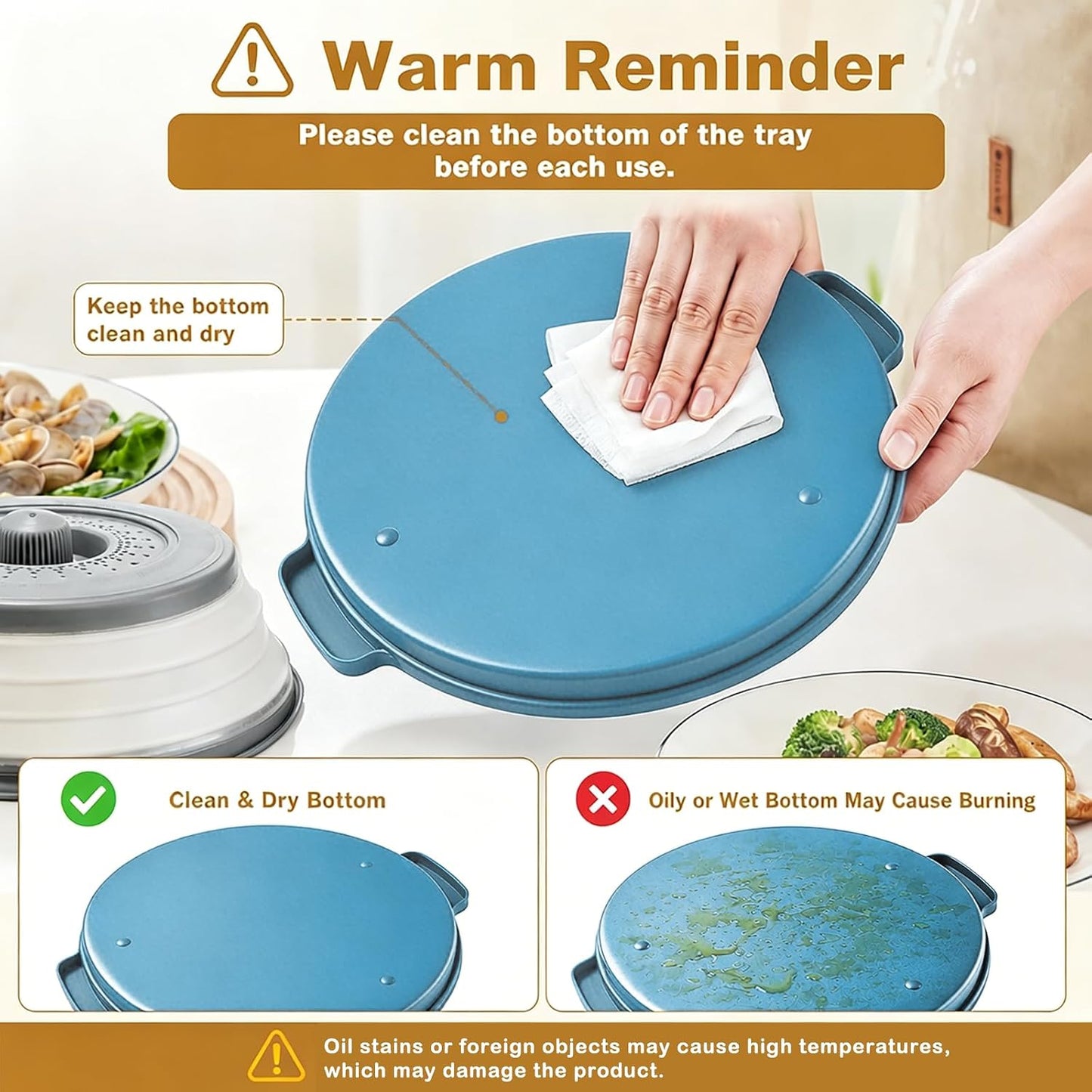 Microwave Splatter Cover with Anti-Scald Tray, 10.7" Collapsible - Red | Collapsible microwave food cover with an anti-scald tray. Fits most plates up to 10.7 inches and helps reduce food splatter.