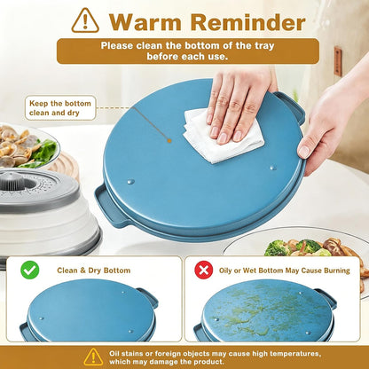 Microwave Splatter Cover with Anti-Scald Tray, 10.7" Collapsible - Red | Collapsible microwave food cover with an anti-scald tray. Fits most plates up to 10.7 inches and helps reduce food splatter.