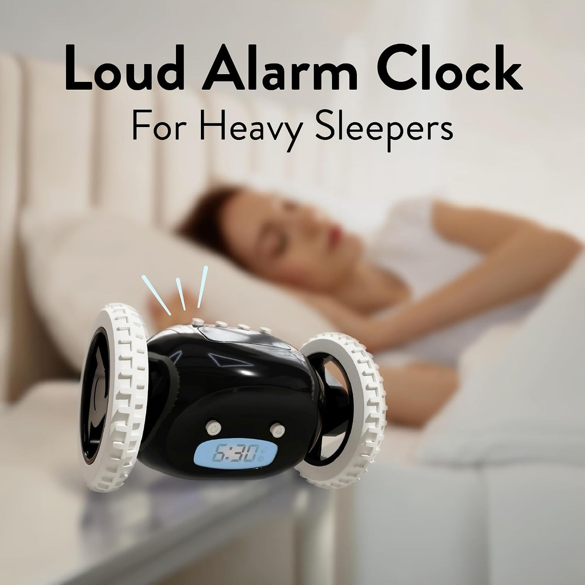 CLOCKY Alarm Clock on Wheels – Loud Rolling Alarm Clock for Heavy Sleepers