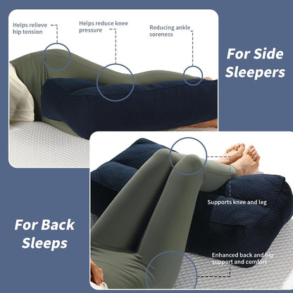 HOMBYS Shredded Memory Foam Knee Pillow for Side Sleepers, 6.5" Height Pillow Between Legs for Aligns Spine & Relieves Pressure Hip & Leg Elevation, Supportive Pillow for Pregnancy, Sciatica, White