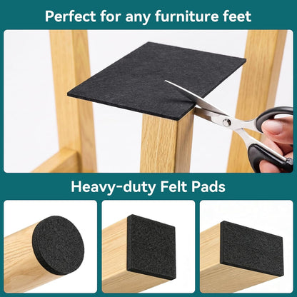 60 Pack Felt Furniture Pads for Hardwood Floors – Self Adhesive Chair Leg Floor Protectors, Round & Square Felt Pads for Furniture Legs, Black