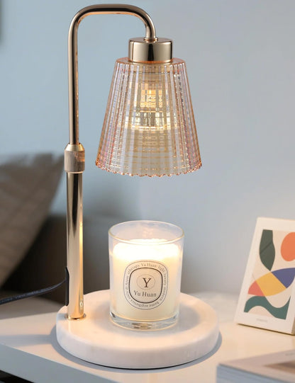Silver Gray Candle Warmer Lamp with 24h Cycle Timer, Dimmable Wax Warmer