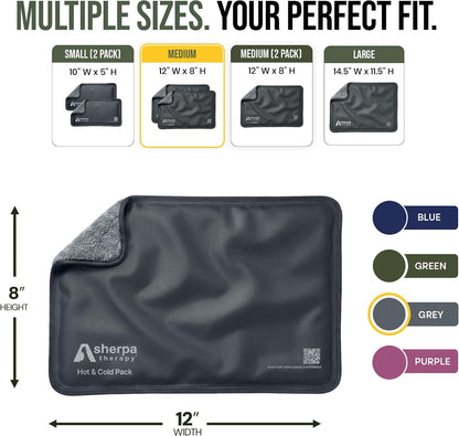 Medium Flexible Gel Ice Packs Reusable - Hot and Cold Soft Ice Packs for Injuries Reusable for Ankle, Arm, Foot, Leg, Back Pain Relief - 8" x 12" - Purple