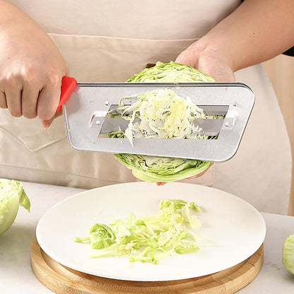 Stainless Steel Vegetable Cutter, Cabbage Shredder, Upgraded Double-Layer Slicer for Sauerkraut, Kitchen Knife with Sharp Blades for Slicing, Grating & Shredding (1 Pcs-Black-Red)