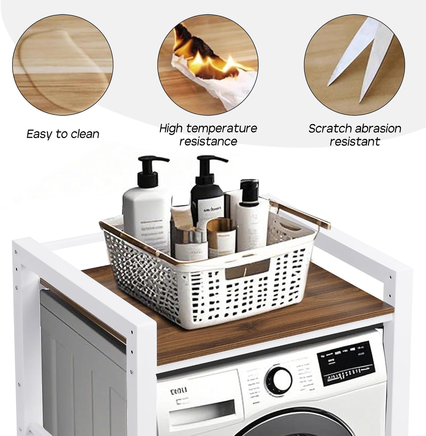 Washer Dryer Stacking Rack Stand, Heavy Duty Steel Standing Storage Shelf Washing Machine Shelf, Over The Washer and Dryer Shelves Space Saving, Load Capacity 300kg, for Bathroom Laundry Room (black)