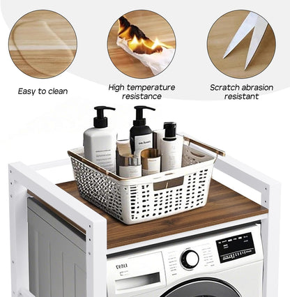 Washer Dryer Stacking Rack Stand, Heavy Duty Steel Standing Storage Shelf Washing Machine Shelf, Over The Washer and Dryer Shelves Space Saving, Load Capacity 300kg, for Bathroom Laundry Room (black)
