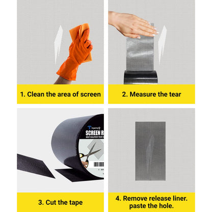 TORTO9 Window Screen Repair Kit, 3-Layer Strong Adhesive & Waterproof Tape Fiberglass Covering mesh (Gray, 2 Inch x 6.5 FT)