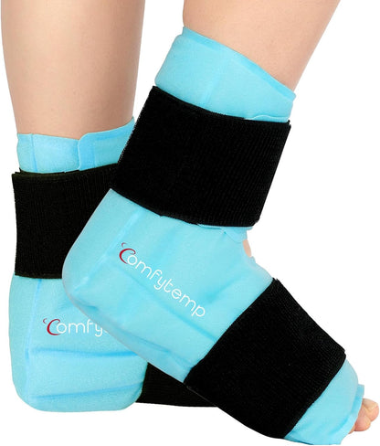 Comfytemp Ankle Foot Ice Pack Wrap for Plantar Fasciitis Relief, FSA Eligible HSA, Ankles Brace for Sprain Pain, Heel Spur, Swelling, Achilles Tendonitis, Hot Cold Gel Ice Pack for Injuries Reusable