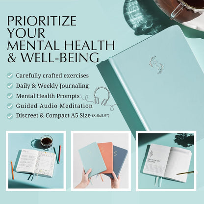 FINDING BALANCE Mental Health Journal – 6-Month Daily Journal with Prompts for Mindfulness, Self-Care & Healing – Anxiety & Depression Management – Hardcover
