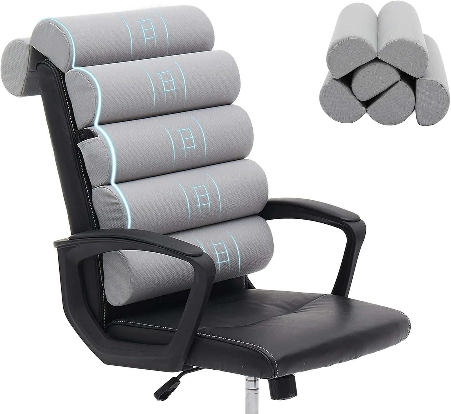 Lumbar Support Pillow for Office Chair,Multiple Adjustable | Back Support for Office Chair High Back/Couch/Sitting on Bed,Patented 6 Semi Cylindrical Back Cushion,Short Velvet Cover