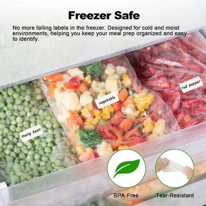 MaxGear 1000 Removable Freezer Labels 1x2 Inch | Waterproof Oil Resistant Stickers, No Residue for Food Containers, Pantry Jars, Organization Meal Prep, 1 Roll