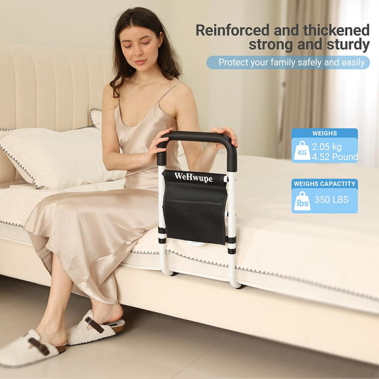Bed Rails for Elderly Adults Safety with Bedside Storage Pocket | Bed Assist Rail for Seniors, Upgraded ASTM Compliant Bedside Grab Bar for Fall Prevention, Fits Twin Queen King Beds