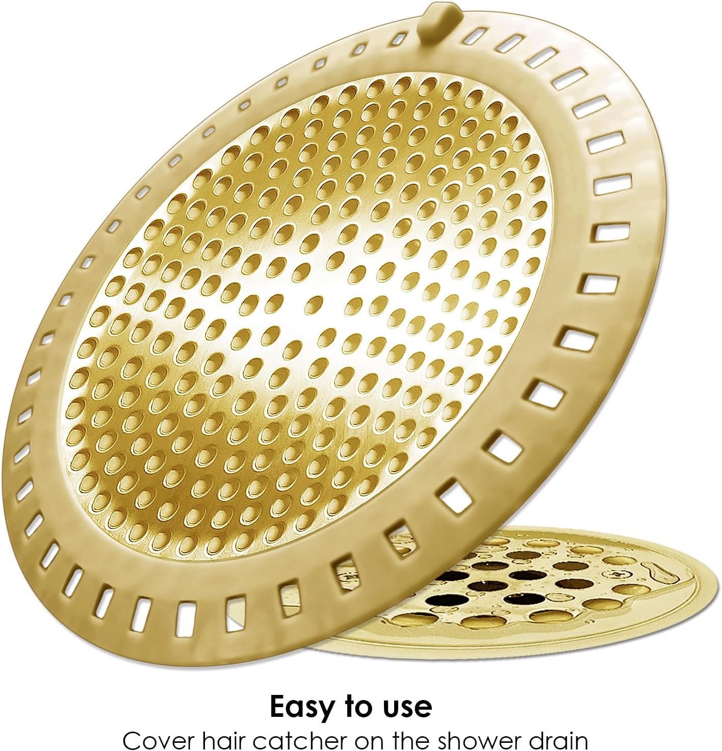 Seatery 2PCS Shower Drain Hair Catcher, Shower Drain Strainer, Stainless Steel with Silicone Edging, 4.75 Inch Diameter