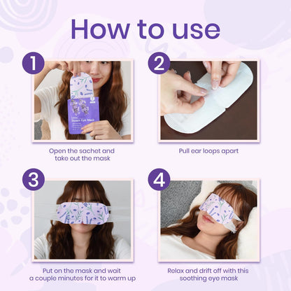 LANNA Heated Steam Eye Mask, Disposable 120 Minutes, Lavender Scent, 5 Pcs