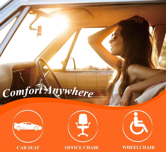 kingphenix Memory Foam Car Seat Cushion for Driver and Office Chair Comfort | 1.2-Inch-Thick Memory Foam Seat Pad, Soft, Breathable Fabric, Non-Slip Silicone Bottom for Long Drives and Office Use, Black