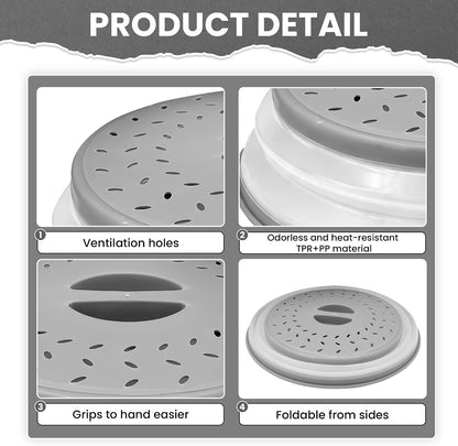 Collapsible Microwave Splatter Cover for Food, 10.5 Inch, Pack of 2 | Silicone and plastic, steam vent, BPA free, reusable, food splatter guard, 2 pack set