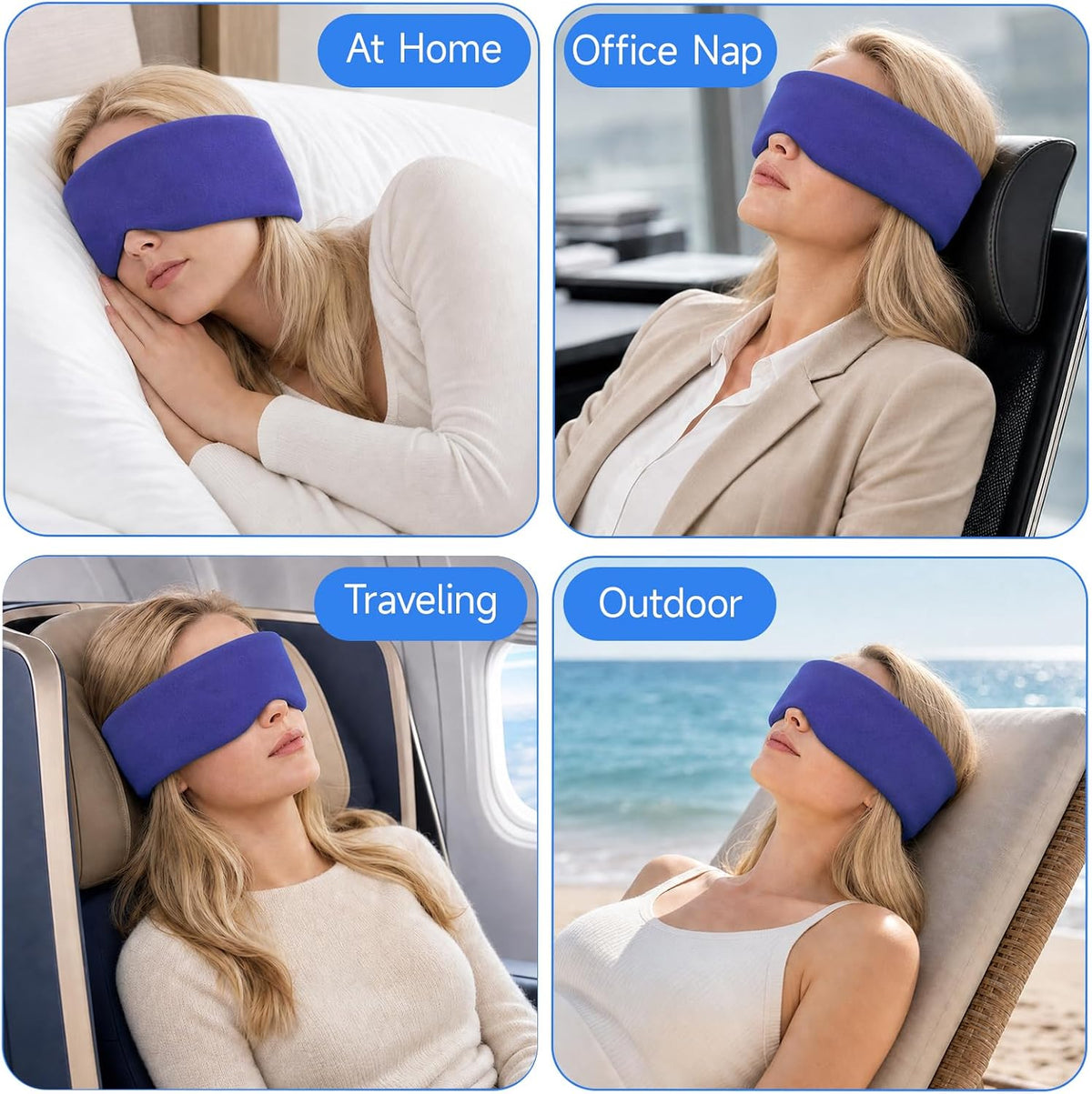 Cotton Sleep Eye Mask for Men and Women, 100% Blocking Light Sleeping Mask | Soft Zero Pressure Cooling Blackout Eye Masks for Sleep, Eye Covers for Sleeping fits All Heads Adjustable