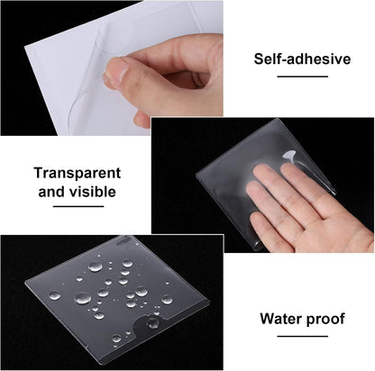 36 Pack 3" x 5" Adhesive Index Card Holders Clear PVC Label Holders | Top-loading label pockets, removable adhesive, clear PVC, for bins, shelves, totes, library and office use