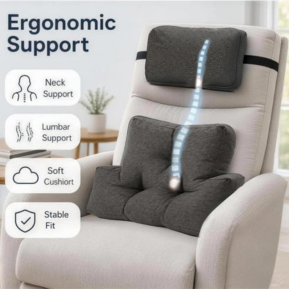 2 Pcs Lumbar Support Pillow Set, Back Support Pillow for Couch, Backrest Pillow with Headrest, Back Rest for Recliner Chair, Lumbar Support for Recliner, Back Pillow for Sofa Reading Rest