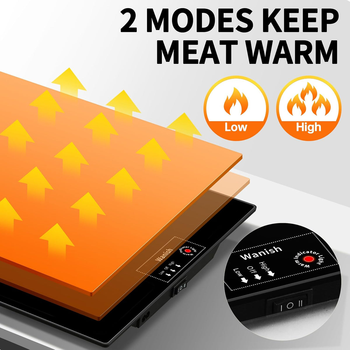 Electric Warming Tray,Extralong 47"x12",Tempered Glass Warming Mat for Food