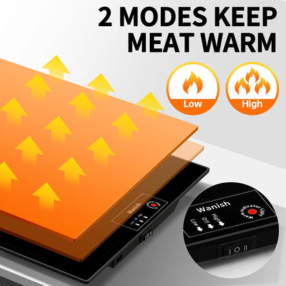 Electric Warming Tray,Extralong 47"x12",Tempered Glass Warming Mat for Food