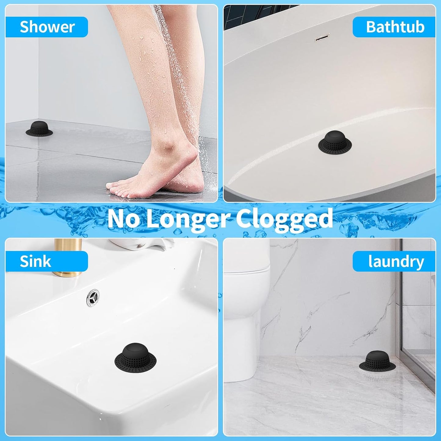 Aluvor Shower Drain Hair Catcher Bathtub Drain Cover Sink Drain Protector | Bathroom Sink & Bathtub Drain Strainer for Pop-Up & Regular Drains, Silver Grey