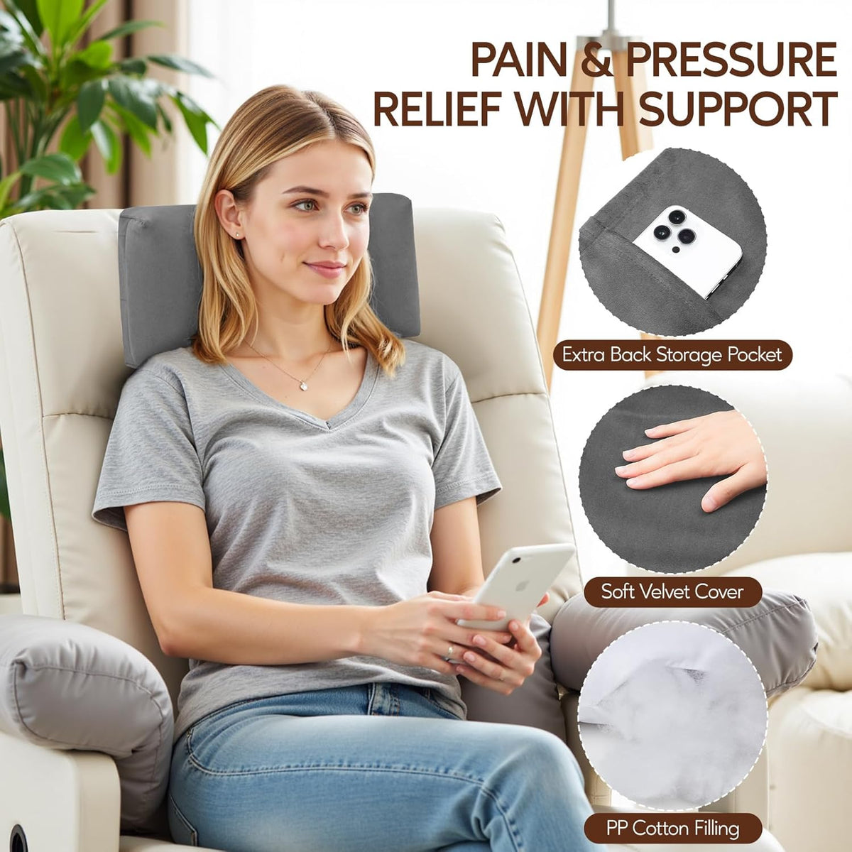 Neck Pillow for Recliner Chair, Adjustable Recliner Pillow for Headrest