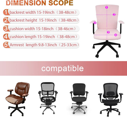Tallew 4 Pcs Office Chair Covers Set Computer Universal Protective Stretchable Chair Seat Covers Desk Armrest Slipcovers Pads Office Cushion Backrest for Rotating (XL,Silver Gray)