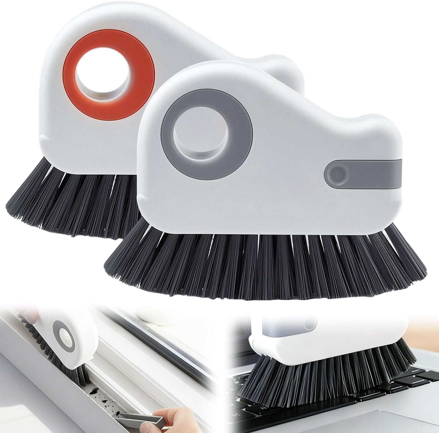 Window Track Cleaner, Groove Cleaning Tool,2 in 1 Crevice Clean Brush | Sliding Door Gap Scrub Brush with Hidden Scraper,Multifunctional Brush for Window Sill,Window Seal(1Pc-Grey)