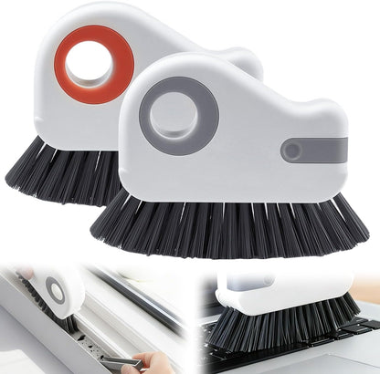 Window Track Cleaner, Groove Cleaning Tool,2 in 1 Crevice Clean Brush | Sliding Door Gap Scrub Brush with Hidden Scraper,Multifunctional Brush for Window Sill,Window Seal(1Pc-Grey)