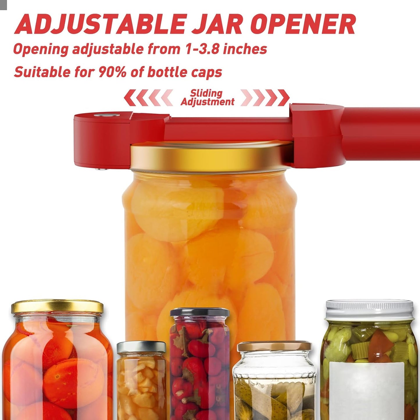 Jar Opener Bottle Opener for Seniors with Arthritis, Multi Retractable Magnetic Can Opener, Jar Grippers for Opening Jars, Kitchen Gadgets for Weak Hands and Senior Arthritis (Black)