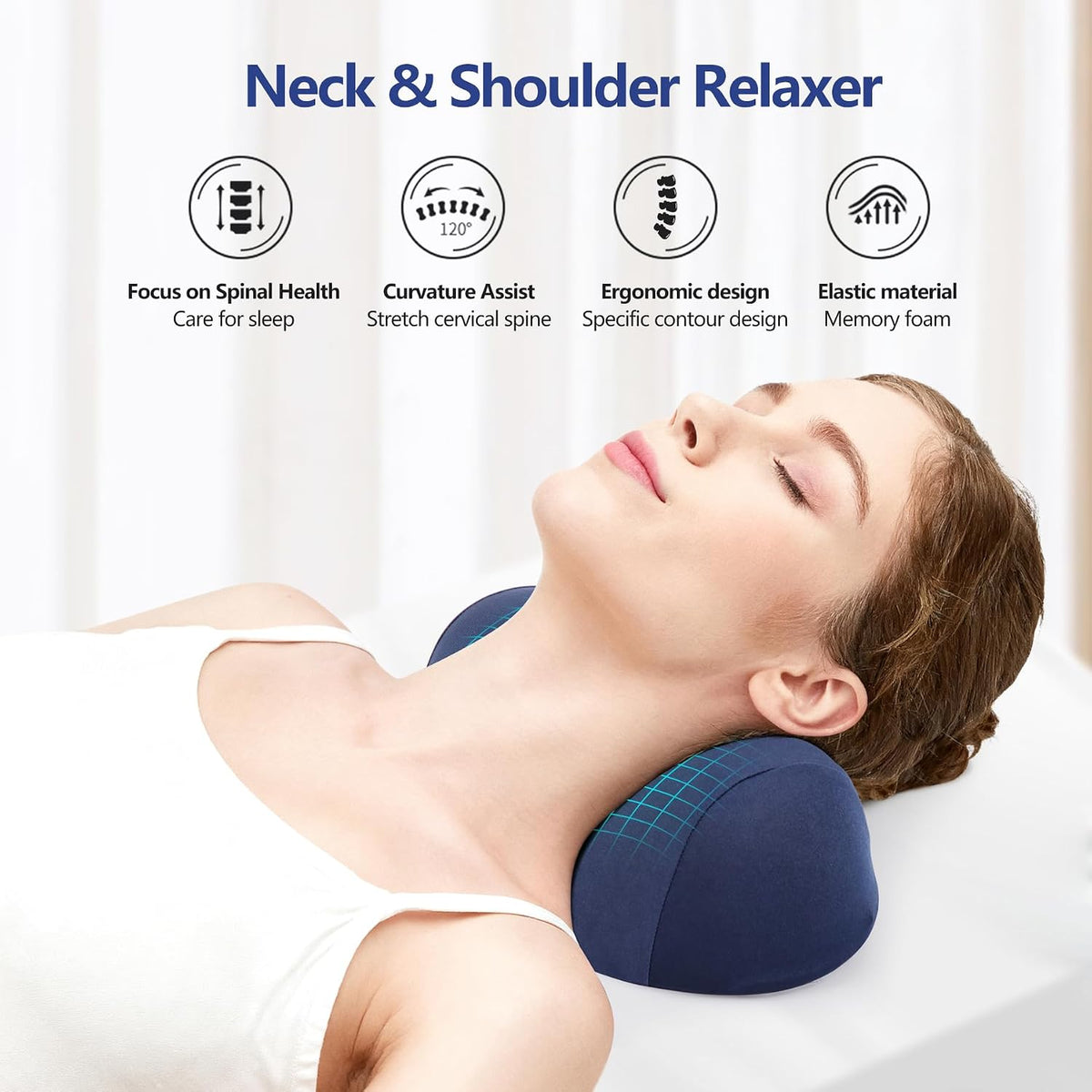 ComfortLife Small Neck Stretcher Pillow for Pain Relief, Medium Soft Cervical Traction Device Neck Mild Support Pillow Foam Cervical Neck Pillow for Tension Muscle Relax Relief (Grey)
