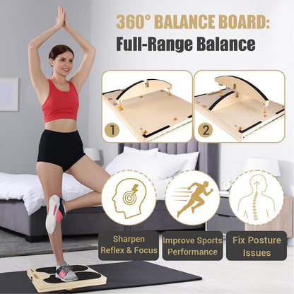 3-in-1 Slant Board & 180°/360° Balance Board, 460 LBS Capacity Calf Stretch