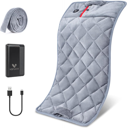 Vofuoti Portable Cordless Weighted Heating Pad with 7.4V 10000mAh Battery | 3 Heat Settings, Outdoor Electric Heated Pad for for Back, Abdomen, 12" x 24", Gift for Family, FSA Eligible HSA