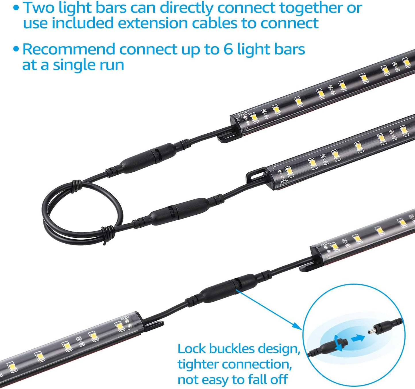 TORCHSTAR 6pcs 12 Inch LED Safe Lighting Kit, Motion Sensor, 3000K | UL Power Adapter, Input 100-240V, Linkable Gun Safe Light Bars, 900LM, for Under Cabinet Locker Closet Showcase, Warm White