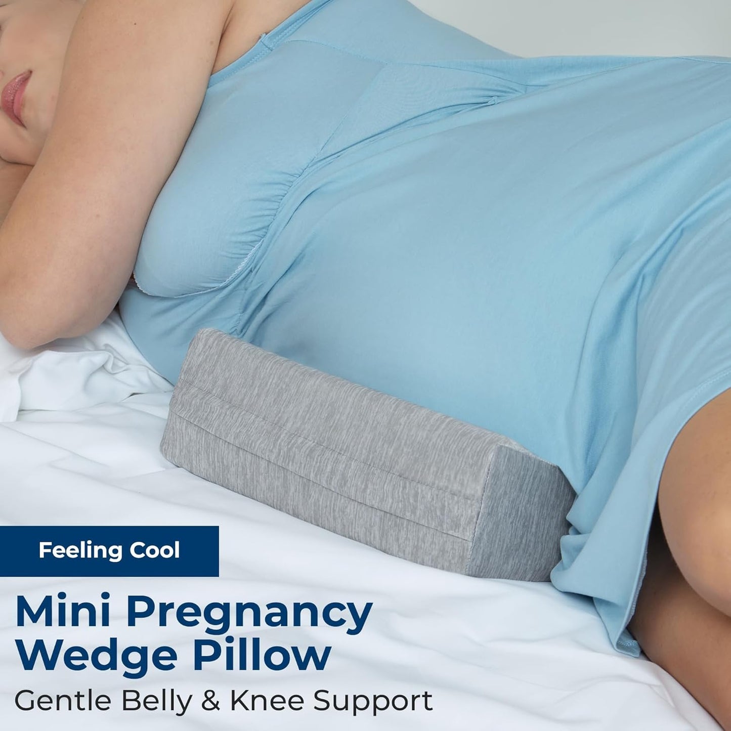 5 STARS UNITED Small Knee Pillow for Side Sleepers – Wedge Firm Foam Support for Belly, Back & Knees – Compact Maternity Cushion for Travel & Pregnancy Relief, Arctic Gray