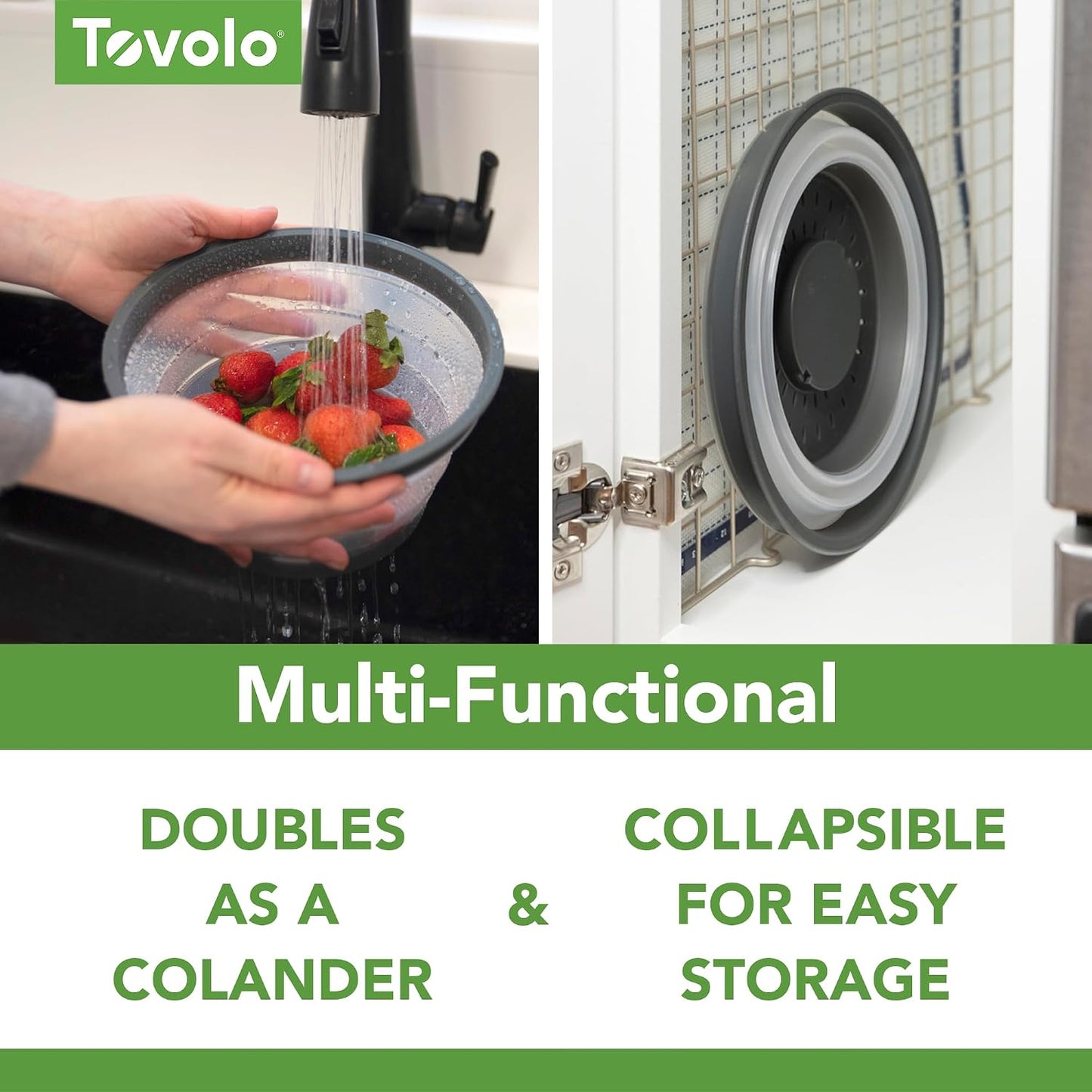 Tovolo Microwave Splatter Cover for Food, Large (Charcoal) - Collapsible & Vented Silicone Splatter Guard Lid - Microwave Plate & Dish Cover with Handle - BPA-Free Kitchen Gadget for Meal Prep